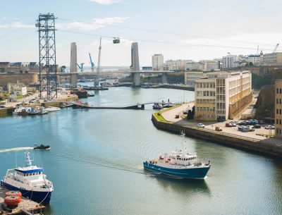 Brest, la rade le téléphérique les capucins et le château